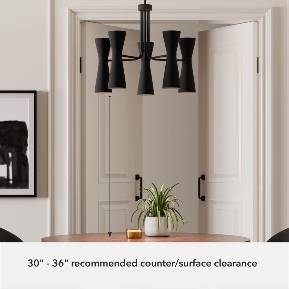 Hunter 19896 Flat Matte Black Hunter Zola Flat Matte Black 10 Light Chandelier Ceiling Light Fixture Image 2