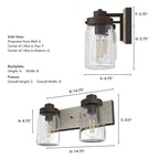 Hunter 48018 Onyx Bengal,Barnwood Devon Park Onyx Bengal And Barnwood With Clear Glass 2 Light Vanity Wall Light Fixture Image 3