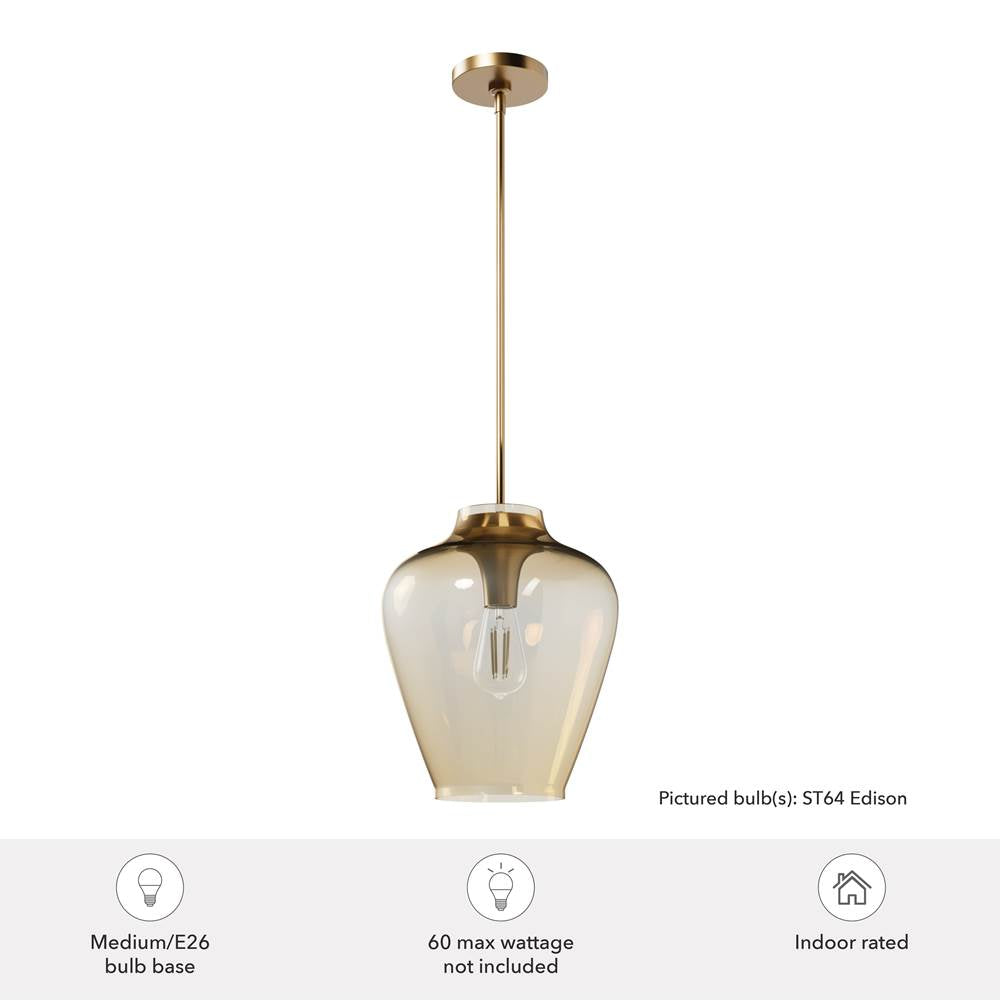 Hunter 45236 Alturas Gold Vidria Alturas Gold With Amber Iridescent Glass 1 Light Pendant Ceiling Light Fixture Image 2