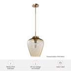 Hunter 45236 Alturas Gold Vidria Alturas Gold With Amber Iridescent Glass 1 Light Pendant Ceiling Light Fixture Image 2