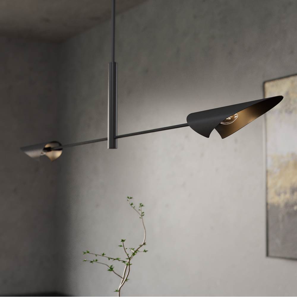 Hunter 48142 Matte Black Merian 2 Light Extra Large Linear Black Image 6