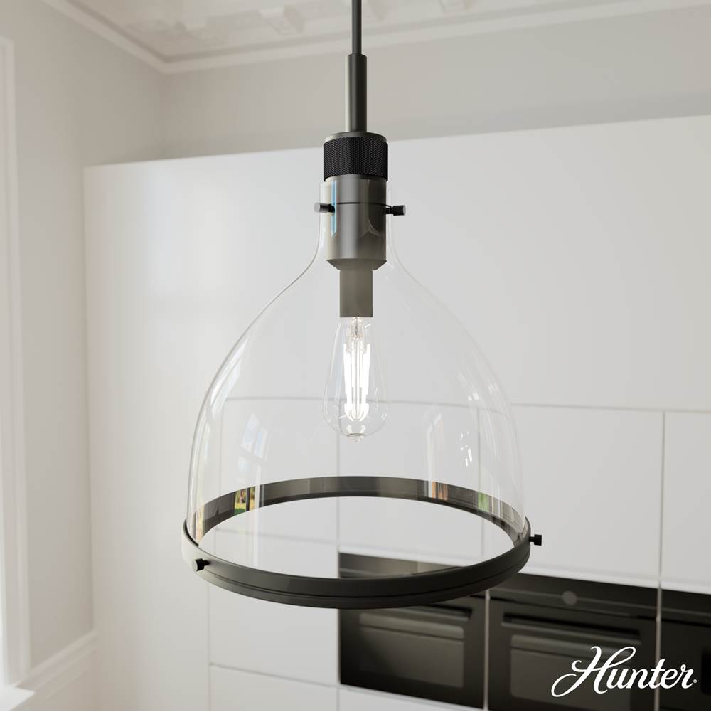 Hunter 48051 Matte Black Van Nuys Matte Black With Clear Glass 1 Light Pendant Ceiling Light Fixture Image 2