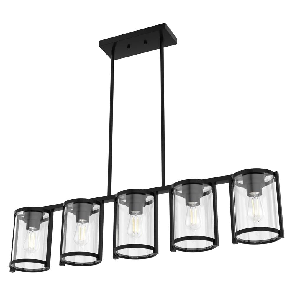 Hunter 48013 Matte Black Astwood Matte Black With Clear Glass 5 Light Chandelier Ceiling Light Fixture Image 7