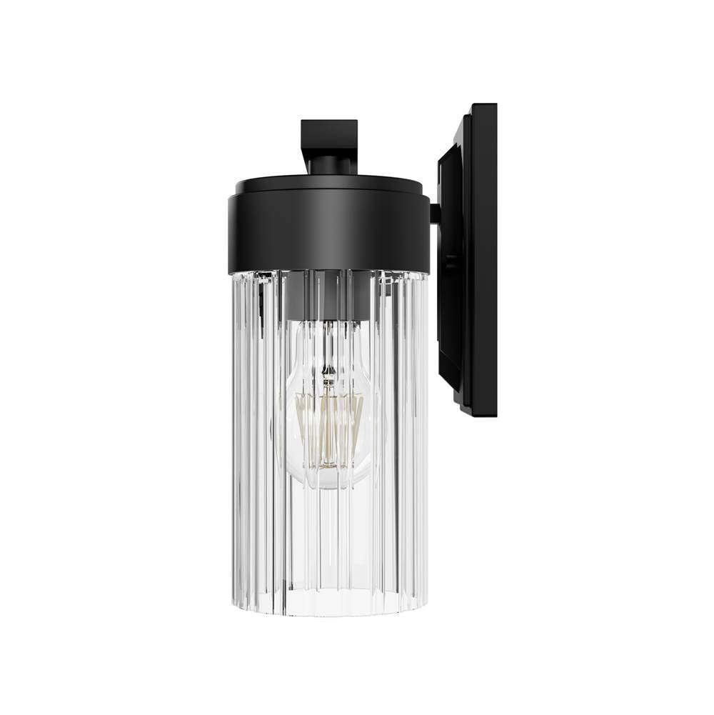 Hunter 45223 Matte Black Gatz Matte Black With Clear Fluted Glass 4 Light Bathroom Vanity Wall Light Fixture Image 5
