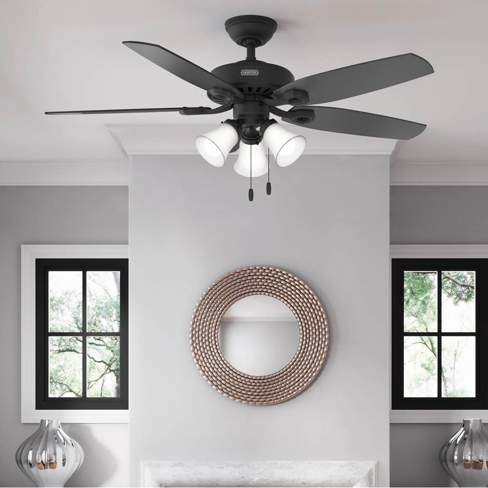 Hunter 52387 Matte Black 52 Inch Builder Matte Black Ceiling Fan With Led Light Kit And Pull Chain Image 3