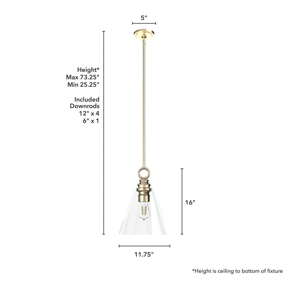 Hunter 19438 Alturas Gold Hunter Klein Alturas Gold 1 Light Pendant Ceiling Light Fixture Image 3