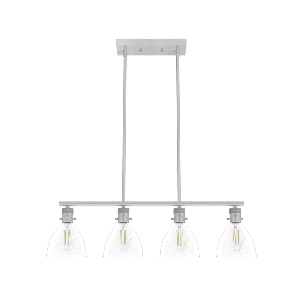 Hunter 48038 Brushed Nickel Van Nuys Brushed Nickel With Clear Glass 4 Light Chandelier Ceiling Light Fixture Image 1