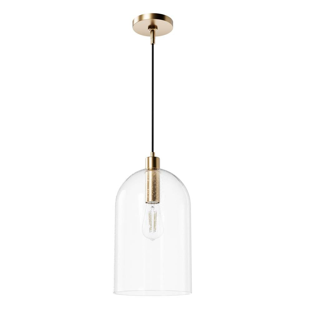 Hunter 45228 Alturas Gold Lochemeade Alturas Gold With Clear Seeded Glass 1 Light Pendant Ceiling Light Fixture Image 1