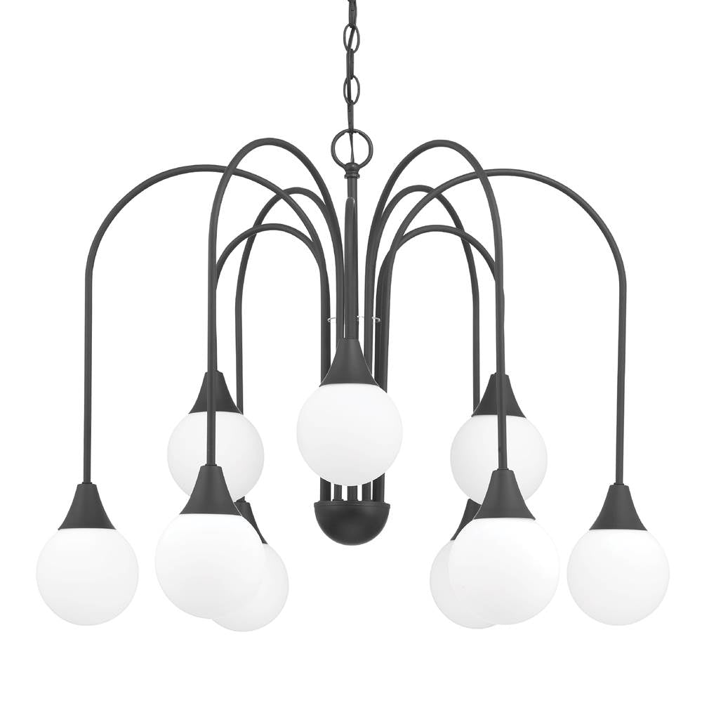 Hunter 48199 Matte Black Valadon 9 Light Large Chandelier Black Image 1