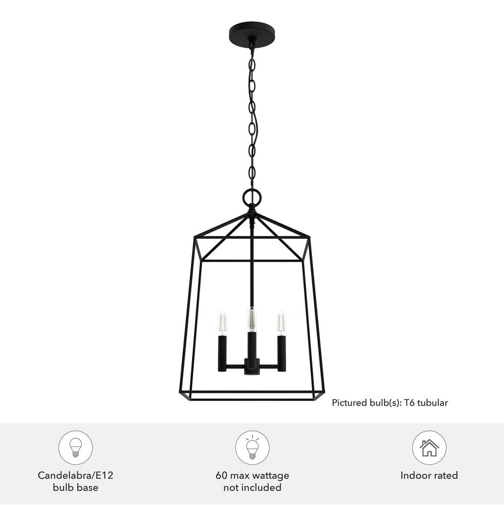 Hunter 13095 Flat Matte Black Hunter Fair Oaks Flat Matte Black 4 Light Pendant Ceiling Light Fixture Image 3