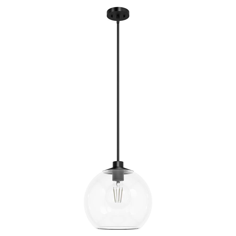 Hunter 19512 Matte Black Xidane Matte Black With Clear Glass 1 Light Pendant Ceiling Light Fixture Image 1