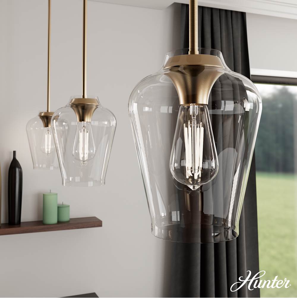 Hunter 45233 Alturas Gold Vidria Alturas Gold With Clear Glass 1 Light Pendant Ceiling Light Fixture Image 4