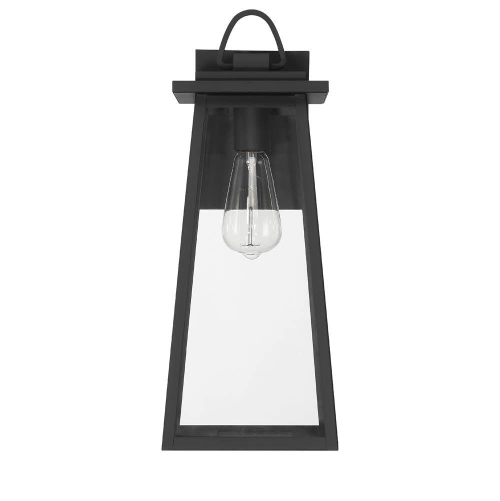 Hunter 46055 Matte Black Ivory Dusk Outdoor 1 Light Large Wall Light Black Image 1