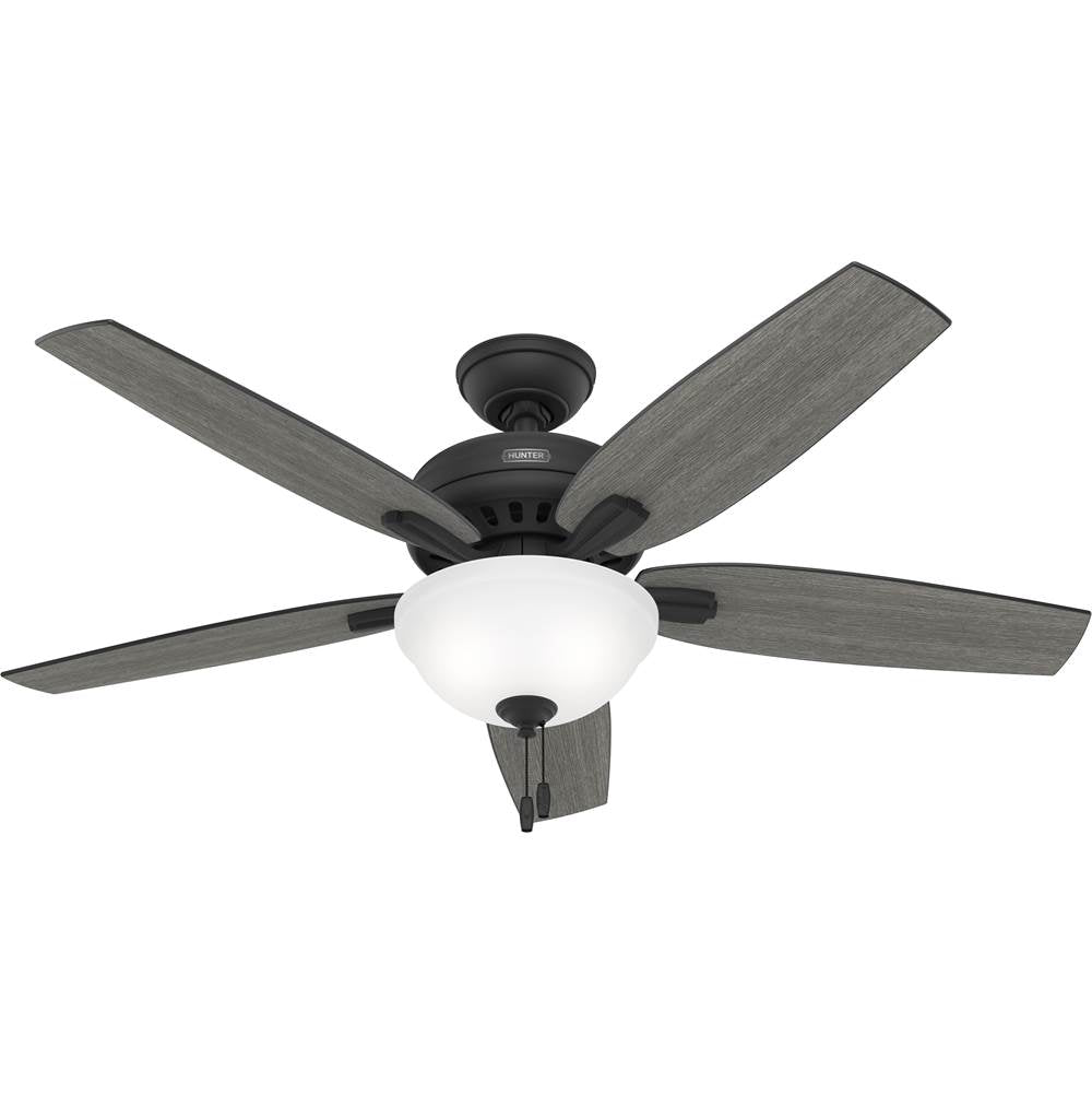 Hunter 52395 Matte Black 52 Inch Newsome Matte Black Ceiling Fan With Led Light Kit And Pull Chain Image 1