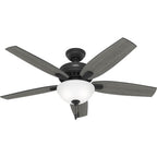 Hunter 52395 Matte Black 52 Inch Newsome Matte Black Ceiling Fan With Led Light Kit And Pull Chain Image 1