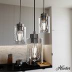 Hunter 13064 Noble Bronze Hartland Noble Bronze With Seeded Glass 3 Light Cluster Ceiling Light Fixture Image 5