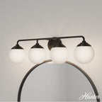 Hunter 45221 Matte Black Hepburn Matte Black With Cased White Glass 4 Light Bathroom Vanity Wall Light Fixture Image 4