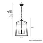 Hunter 13095 Flat Matte Black Hunter Fair Oaks Flat Matte Black 4 Light Pendant Ceiling Light Fixture Image 4