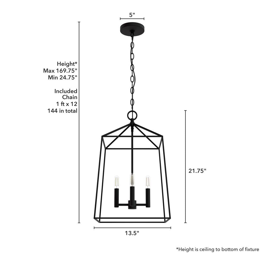 Hunter 13095 Flat Matte Black Hunter Fair Oaks Flat Matte Black 4 Light Pendant Ceiling Light Fixture Image 4