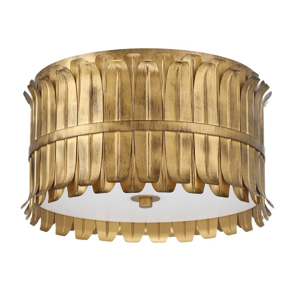 Hunter 48258 Brushed Luxe Gold Valdaz 3 Light Large Flush Gold Image 1