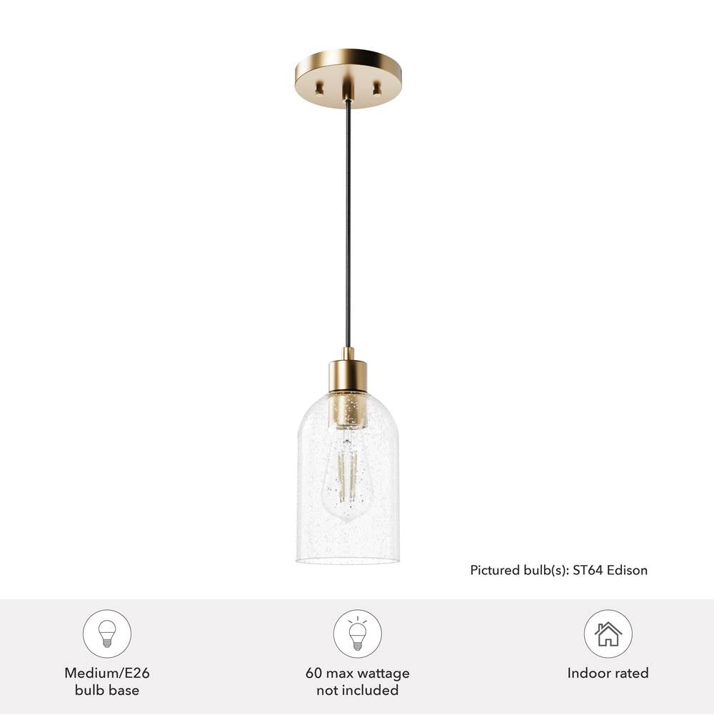 Hunter 45227 Alturas Gold Lochemeade Alturas Gold With Clear Seeded Glass 1 Light Pendant Ceiling Light Fixture Image 2
