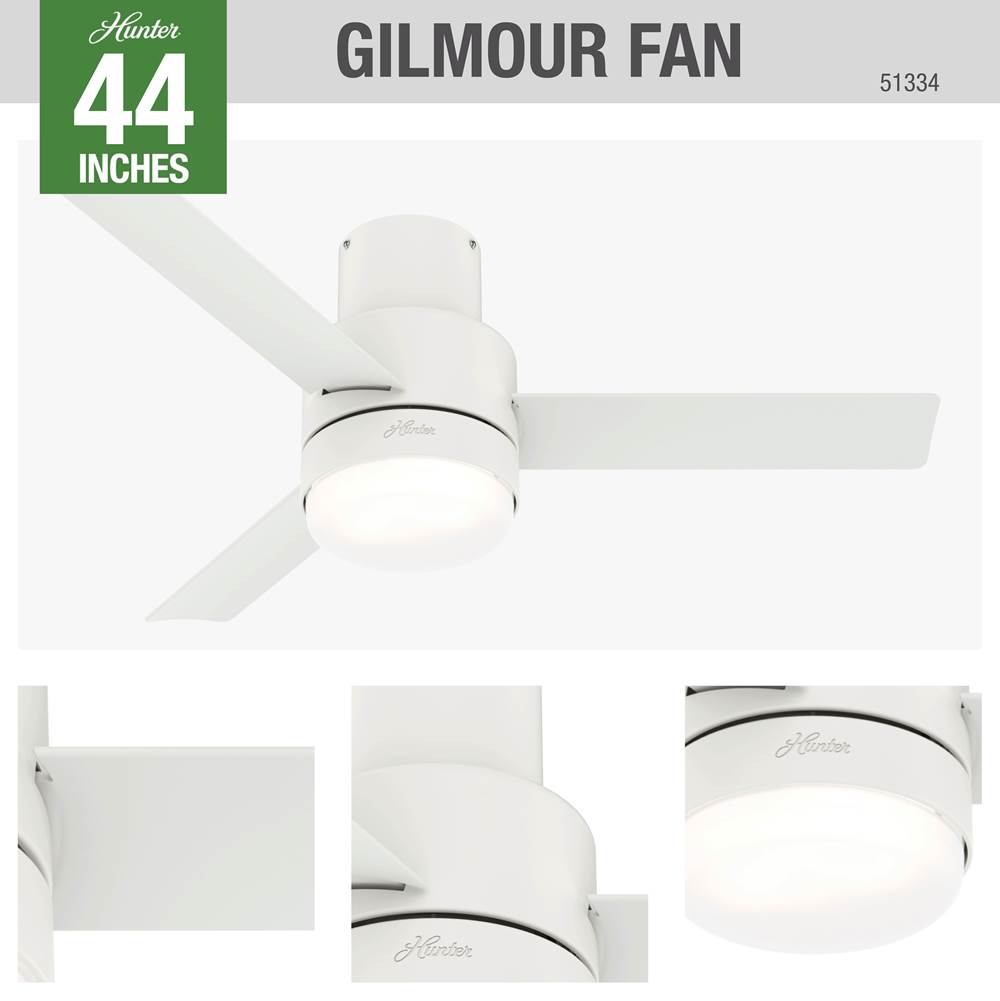 Hunter 51334 Matte White 44'' Gilmour -matte Fresh White Image 1