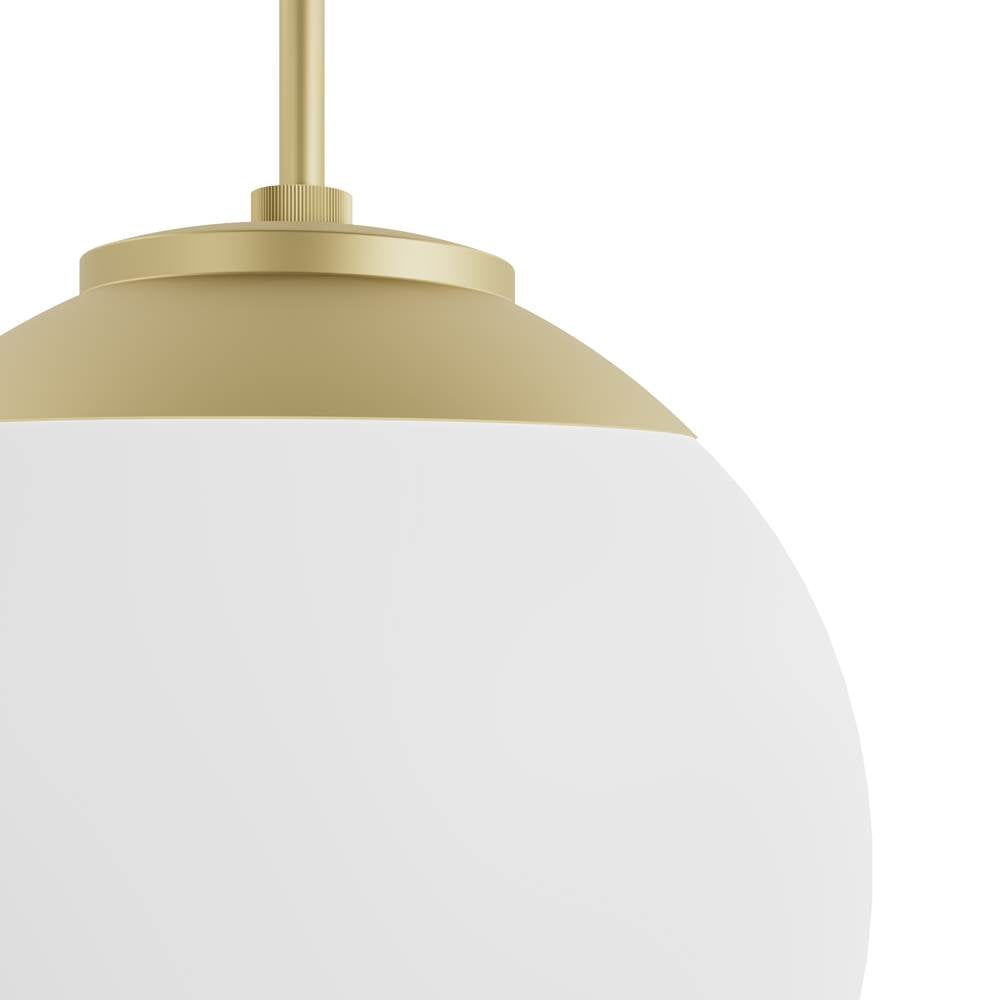 Hunter Hepburn Painted Modern Brass With Cased White Glass 1 Light Pendant Ceiling Light Fixture
