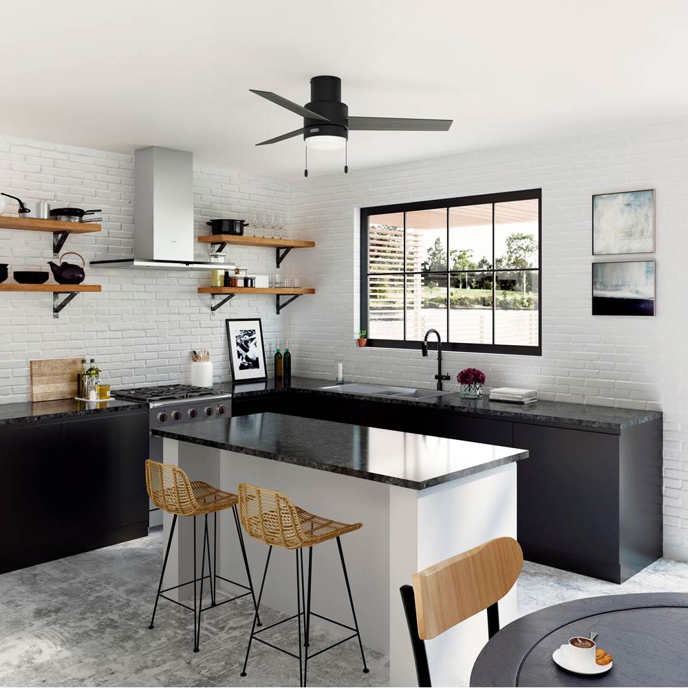 Hunter 51949 Matte Black 52 Inch Brunner Matte Black Low Profile Ceiling Fan With Led Light Kit And Pull Chain Image 4