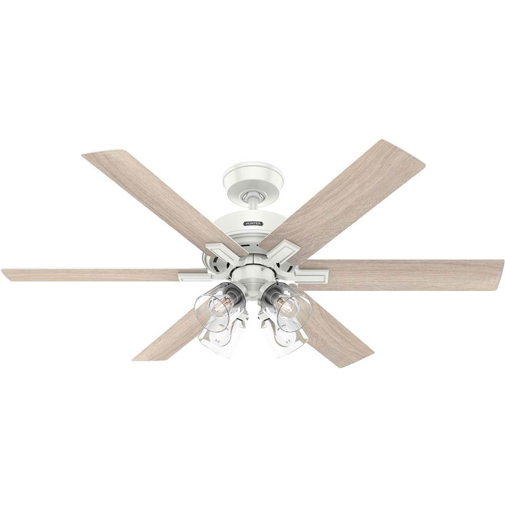 Hunter 52904 Fresh White 52 Inch Fonthill Energy Star Hunterexpress Fresh White Ceiling Fan With Led Light Kit And Handheld Remote Image 1