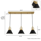 Hunter 13174 Luxe Gold Hunter Carrington Isle Luxe Gold And Flat Matte Black 3 Light Pendant Cluster Ceiling Light Fixture Image 4