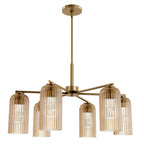 Hunter 13230 Luxe Gold Beverly Glen Luxe Gold With Amber Glass 6 Light Chandelier Ceiling Light Fixture Image 1