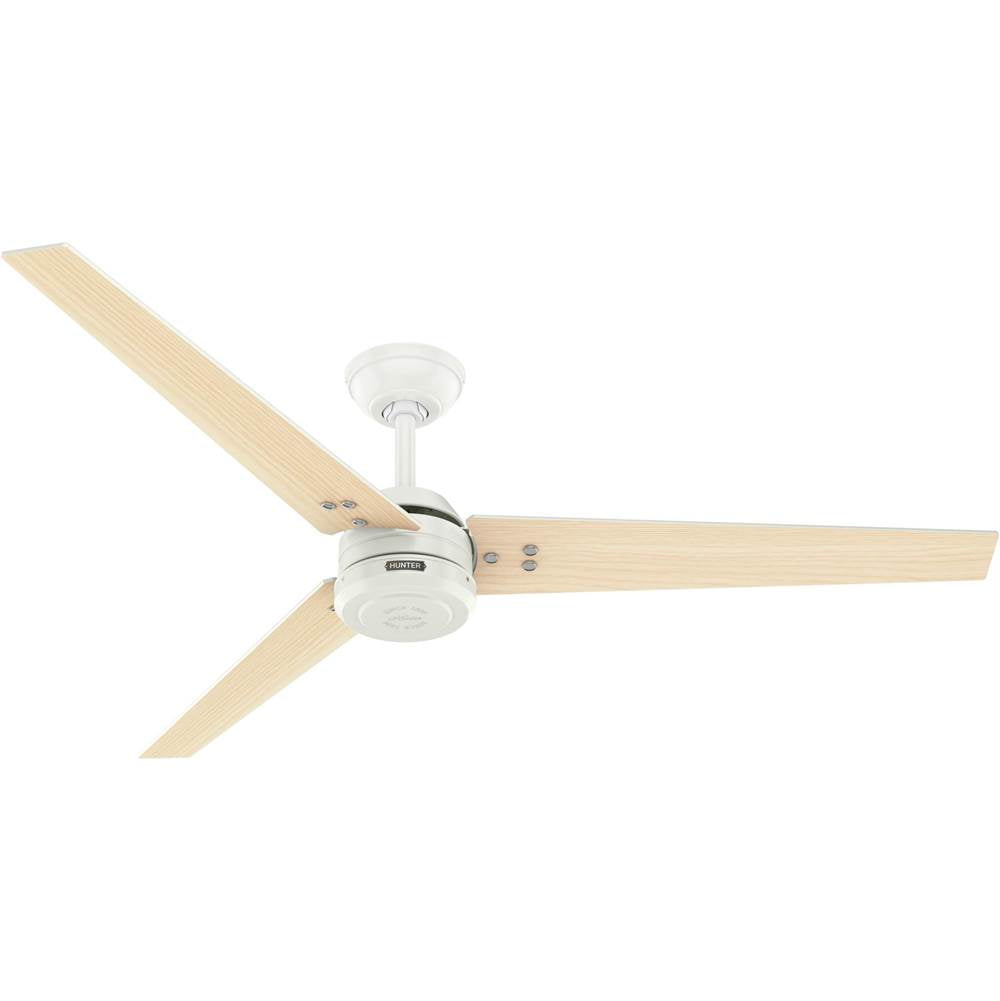 Hunter Cassius 60 Inch Cassius Energy Star Fresh White Damp Rated Ceiling Fan And Wall Control