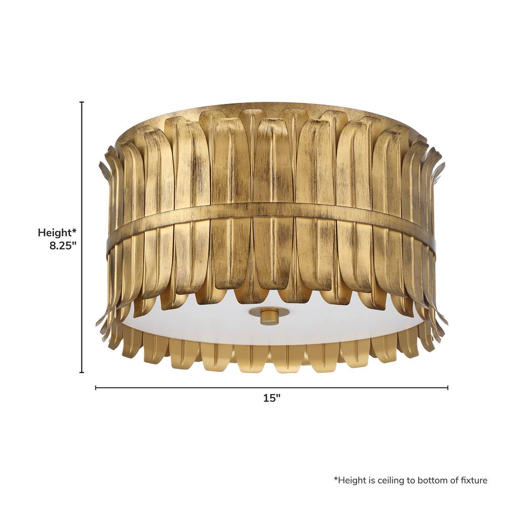 Hunter 48258 Brushed Luxe Gold Valdaz 3 Light Large Flush Gold Image 4