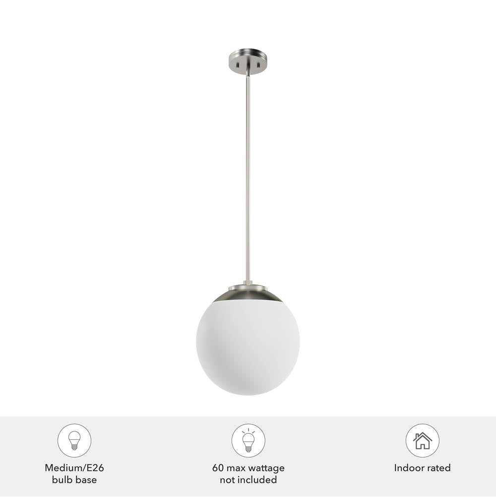 Hunter 19848 Brushed Nickel Hepburn Brushed Nickel With Cased White Glass 1 Light Pendant Ceiling Light Fixture Image 3