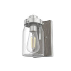 Hunter 48016 Brushed Nickel,Grey Wood Devon Park Brushed Nickel And Grey Wood With Clear Glass 1 Light Sconce Wall Light Fixture Image 1