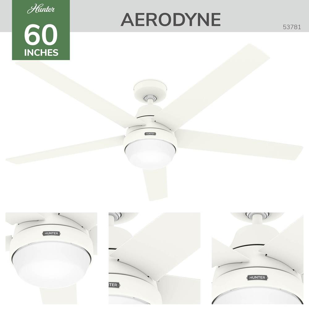 Hunter 53781 Matte White 60in Aerodyne With Reversible Blades - Fresh White Image 6