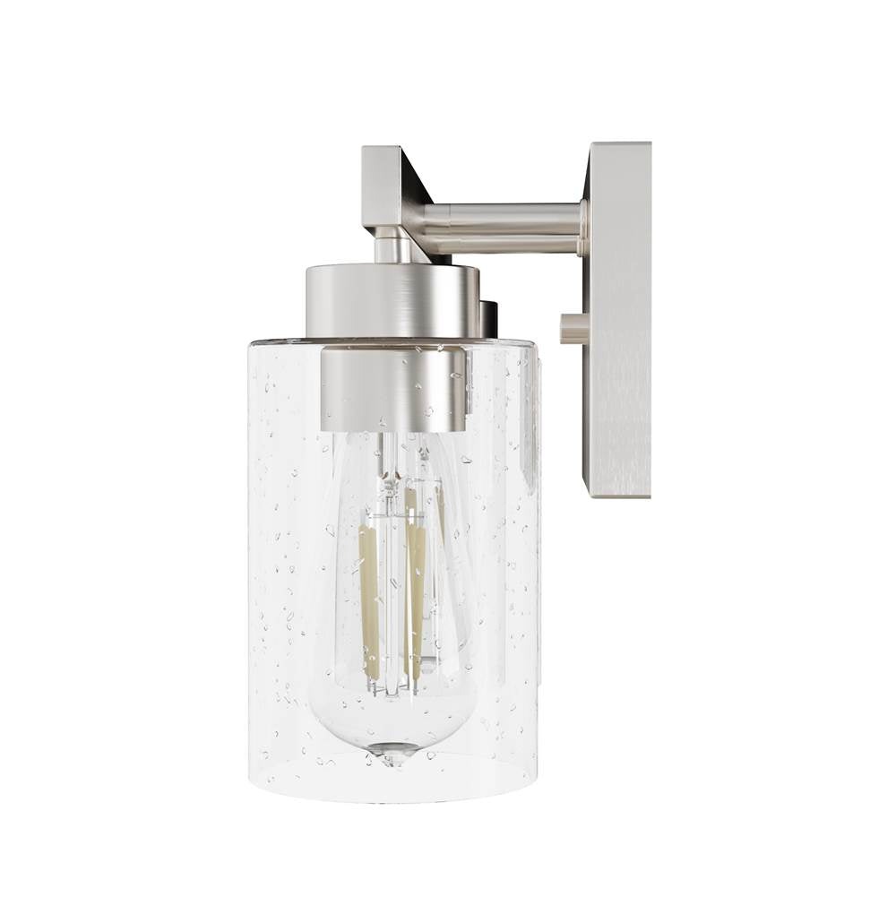 Hunter 13074 Brushed Nickel Hartland Brushed Nickel With Seeded Glass 2 Light Vanity Wall Light Fixture Image 5