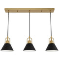 Hunter 13174 Luxe Gold Hunter Carrington Isle Luxe Gold And Flat Matte Black 3 Light Pendant Cluster Ceiling Light Fixture Image 1