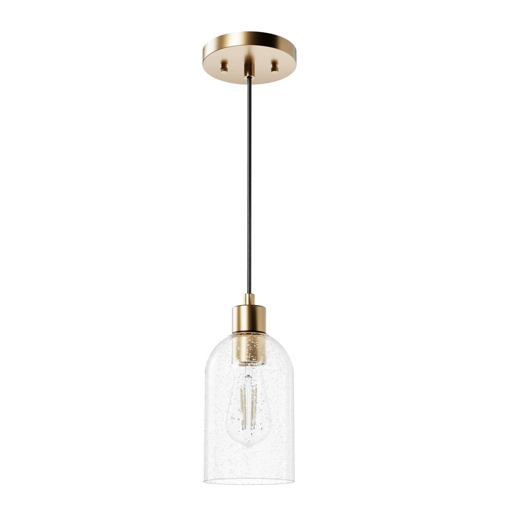 Hunter 45227 Alturas Gold Lochemeade Alturas Gold With Clear Seeded Glass 1 Light Pendant Ceiling Light Fixture Image 1
