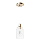 Hunter 45227 Alturas Gold Lochemeade Alturas Gold With Clear Seeded Glass 1 Light Pendant Ceiling Light Fixture Image 1
