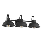 Hunter 48230 Matte Black Hunter Mill Valley Matte Black 3 Light Medium Bathroom Vanity Wall Light Fixture Image 1