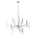 Hunter 19528 Brushed Nickel Hunter Sunjai Brushed Nickel 12 Light Chandelier Ceiling Light Fixture Image 1