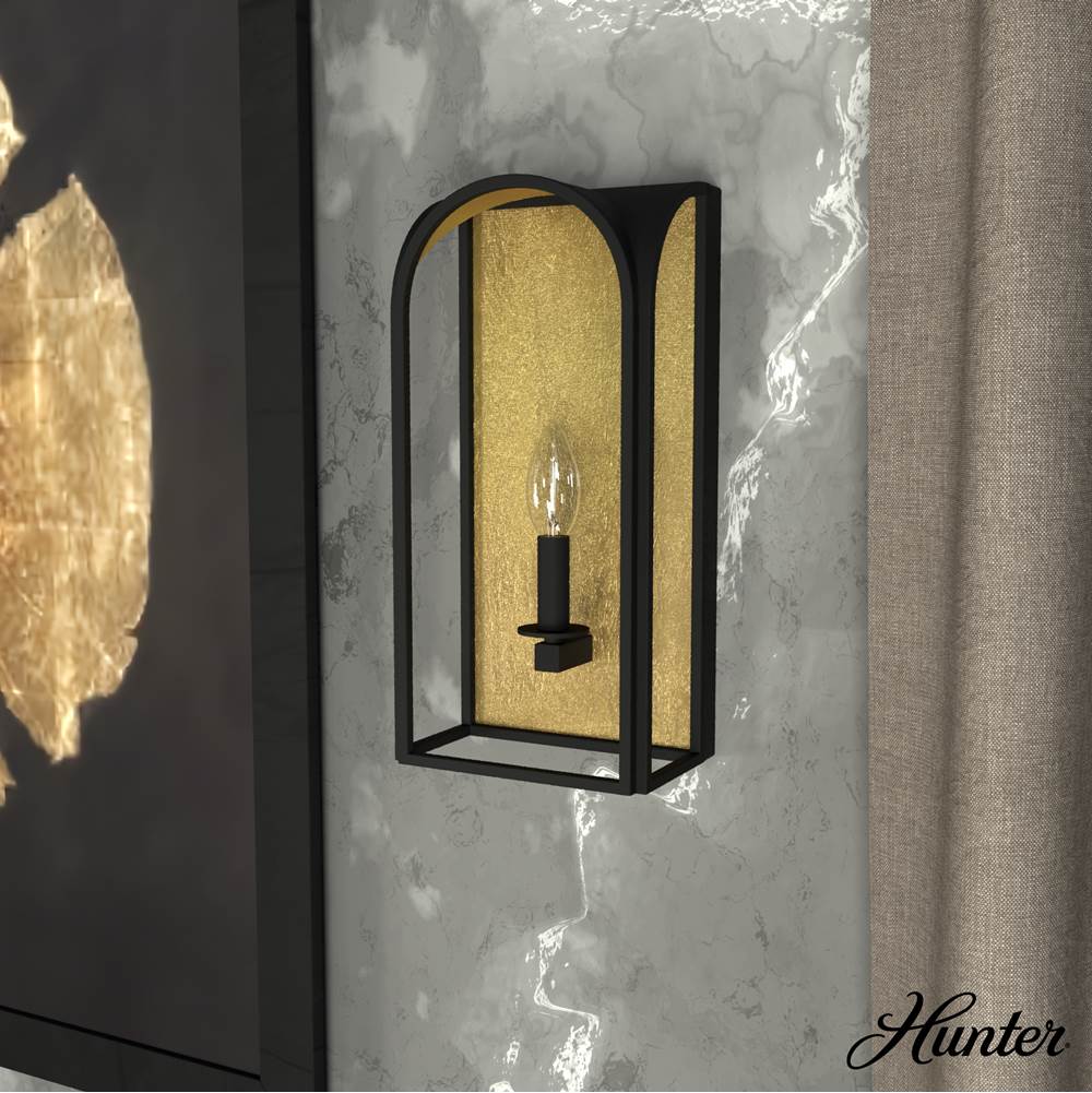 Hunter 19729 Natural Iron Hunter Dukestown Natural Iron And Gold Leaf 1 Light Sconce Wall Light Fixture Image 5