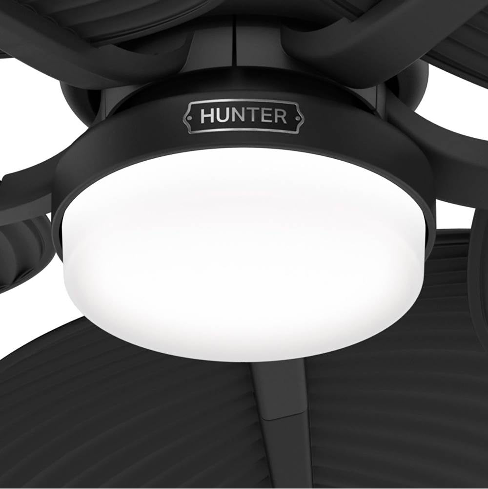 Hunter Tropic View 52 Inch Tropic View Matte Black Damp Rated Ceiling Fan With Led Light Kit And Wall Control