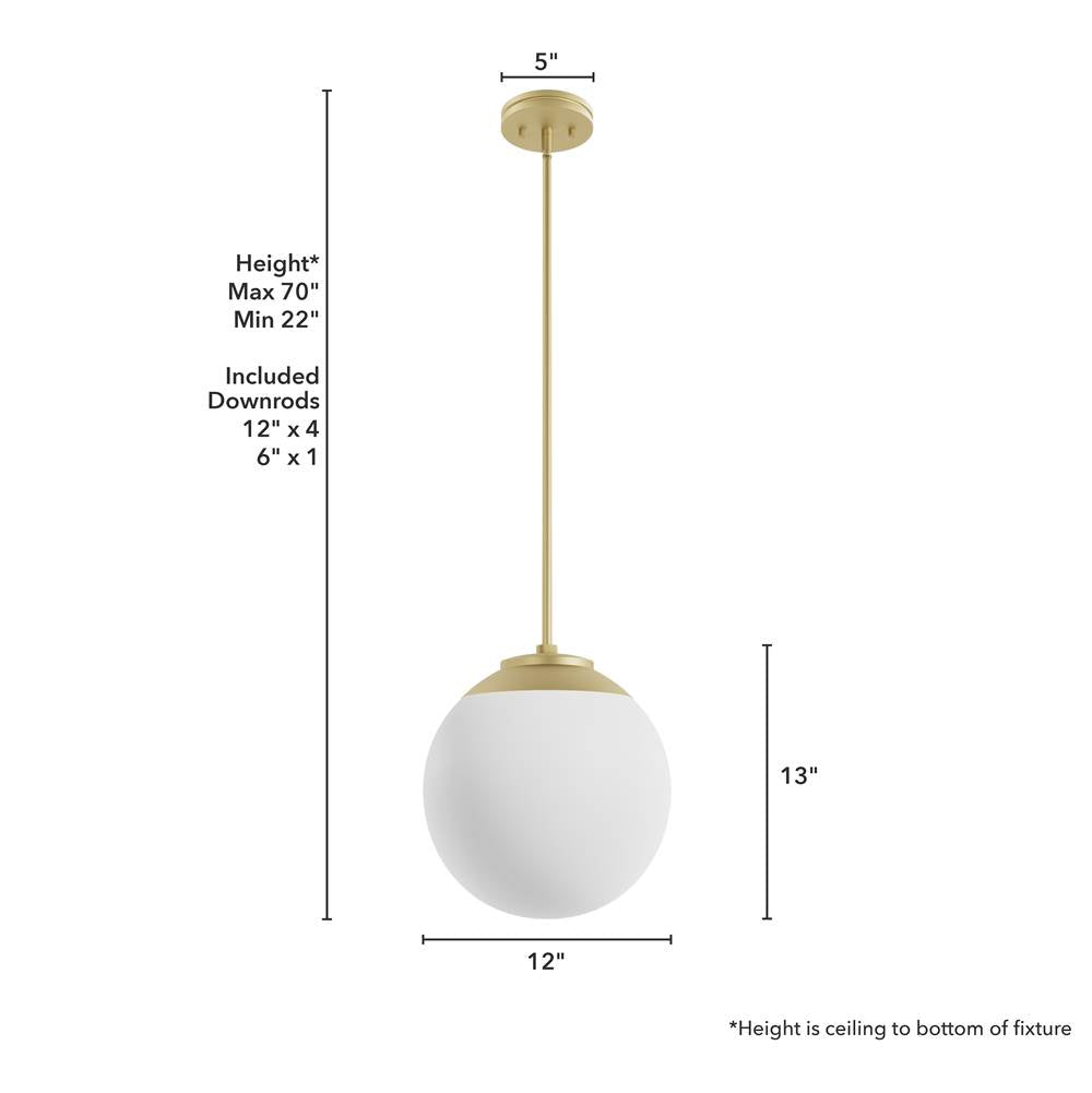 Hunter 19847 Painted Modern Brass Hepburn Painted Modern Brass With Cased White Glass 1 Light Pendant Ceiling Light Fixture Image 4