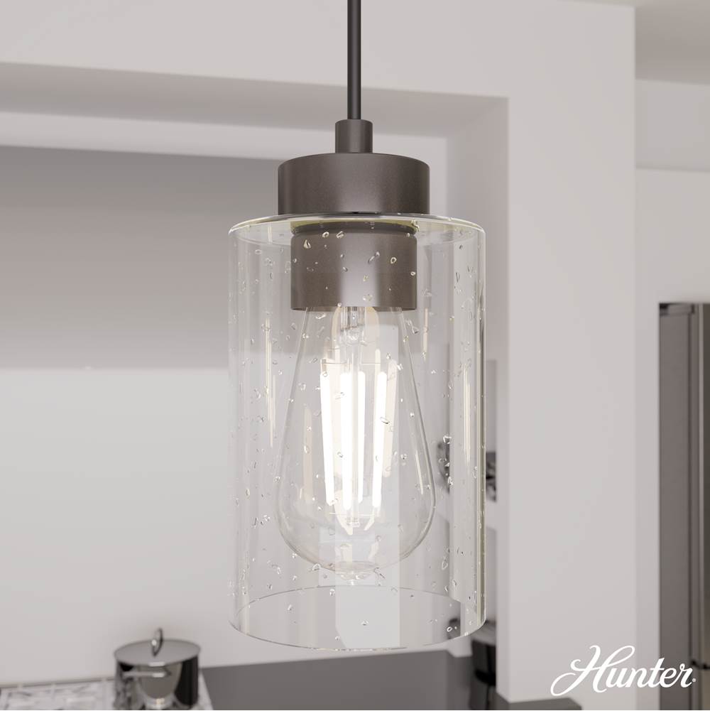 Hunter 13070 Noble Bronze Hartland Noble Bronze With Seeded Glass 3 Light Cluster Ceiling Light Fixture Image 5