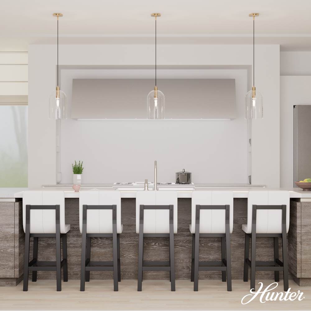 Hunter 45228 Alturas Gold Lochemeade Alturas Gold With Clear Seeded Glass 1 Light Pendant Ceiling Light Fixture Image 5
