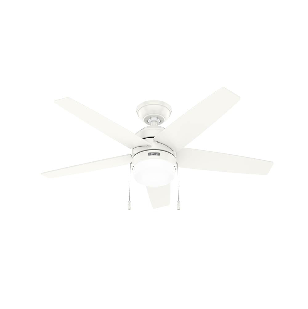 Hunter 52494 Fresh White 44 Inch Bardot Fresh White Ceiling Fan With Led Light Kit And Pull Chain Image 1