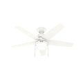 Hunter 52494 Fresh White 44 Inch Bardot Fresh White Ceiling Fan With Led Light Kit And Pull Chain Image 1