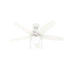 Hunter 52494 Fresh White 44 Inch Bardot Fresh White Ceiling Fan With Led Light Kit And Pull Chain Image 1